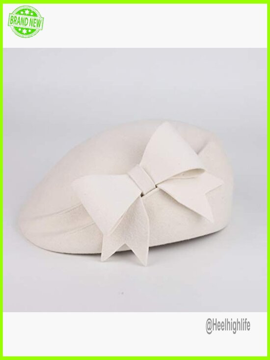 Wool French Beret with Bowknot Adjustable Vintage Winter Hat main image 7